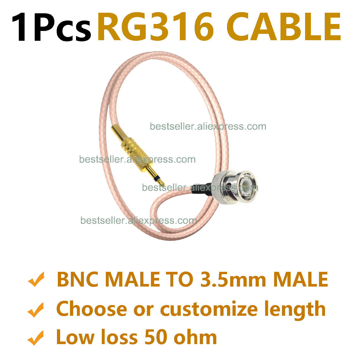1개 RG316 BNC 수컷에서 3.5mm 수컷 플러그 - Audio Jumper Wire 리뷰 및 가격